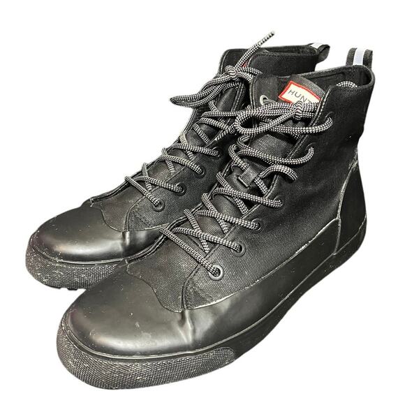 Hunter Target Dipped Canvas Hi Top Sneakers Black Mens Size 11 Boot Rain‎ - Picture 1 of 9